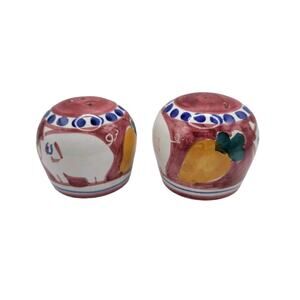 Solimene Vietri Italy Red White Pig Carrot Pottery Salt & Pepper Shakers